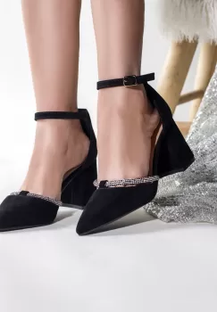 Pantofi dama piele eco intoarsa negru roya imagine