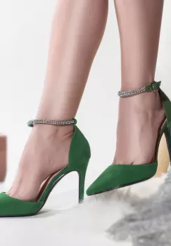 Pantofi dama piele eco intoarsa verde tolib imagine