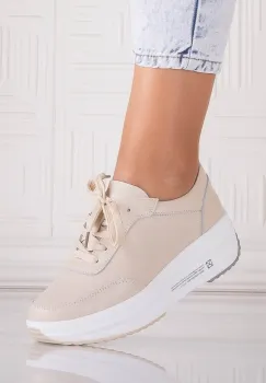 Pantofi dama Sport Bej din Piele Naturala Amadi imagine