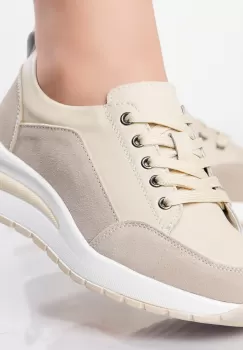 Pantofi dama sport Bej din Piele Naturala Oblan imagine