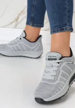 Pantofi dama sport gri deschis din textil Kiera imagine