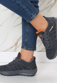 Pantofi dama sport gri inchis din textil Kiera imagine