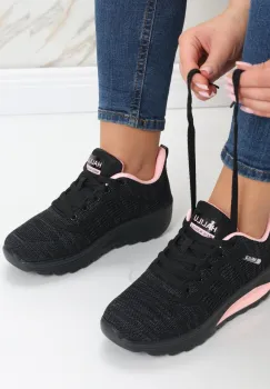 Pantofi dama sport negri/roz din textil Kiera imagine