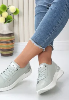 Pantofi dama sport Verde Menta din Piele Naturala Edaro imagine