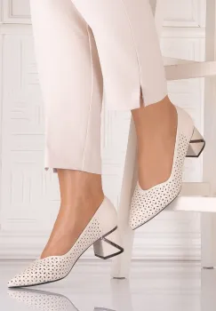 Pantofi eleganti Bej dama din Piele Ecologica Benvia imagine