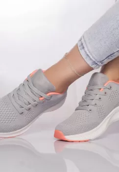 Pantofi sport cezara textil gri-deschis-pudra imagine