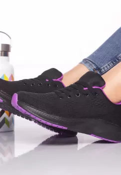 Pantofi sport cezara textil negru-violet imagine