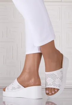 Papuci dama Albi cu platforma din Piele Ecologica Masarra imagine