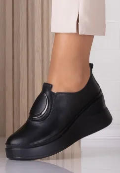 Papuci dama cu platforma Negrii din Piele Naturala Armane imagine