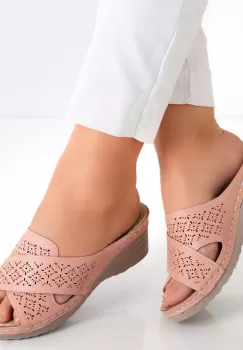 Papuci dama cu platforma Roz din Piele Ecologica Anya imagine