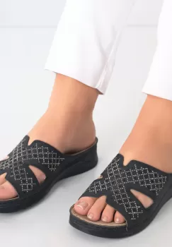 Papuci dama Negri din Piele Ecologica Ifari imagine