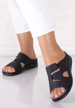 Papuci dama Negrii din piele ecologica Iosandra imagine
