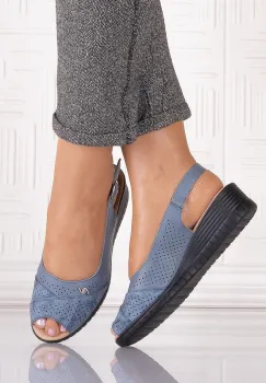 Sandale casual Albastre dama din Piele Ecologica Auura imagine