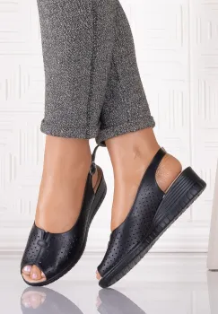 Sandale casual Negre dama din Piele Ecologica Seliorra imagine