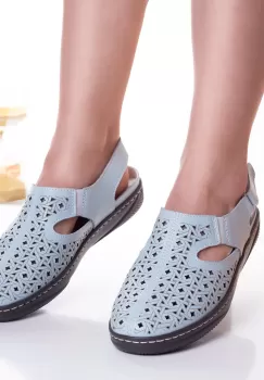 sandale dama albastre din piele naturala Catrin imagine