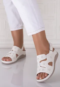 Sandale dama Albe din Piele Ecologica Karloo imagine