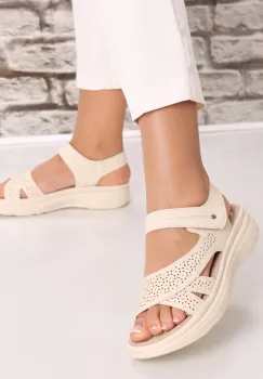 Sandale dama Bej din Piele Ecologica Mevin imagine