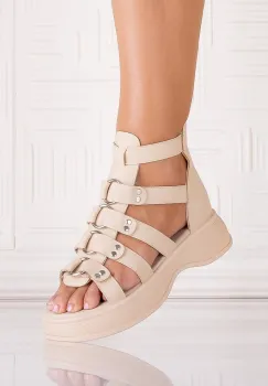 Sandale dama Bej din Piele Ecologica Sanjana imagine