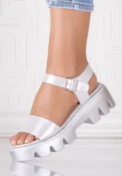 Sandale dama cu platforma Argintii din piele Ecologica Quanda imagine