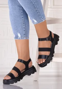 Sandale dama cu platforma Negre din piele Ecologica Artemiss imagine