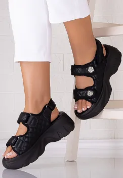 Sandale dama cu platforma Negre din Piele Ecologica Forli imagine