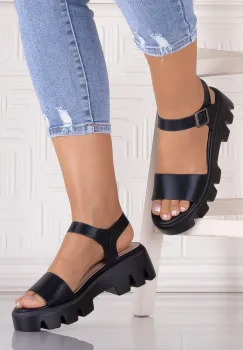 Sandale dama cu platforma Negrii din piele Ecologica Quanda imagine