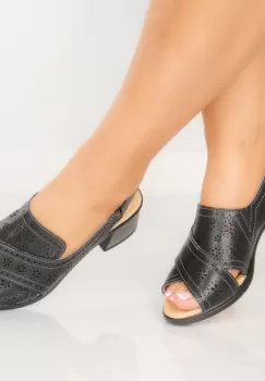 sandale dama cu toc nrgre din piele naturala Bianca imagine