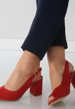 Sandale dama cu toc Red din Piele Ecologica Intoarsa Mirvela imagine
