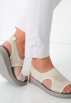 Sandale dama fara toc Bej din Textil Ortena imagine