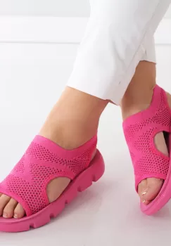 Sandale dama fara toc Fucsia din Textil Analis imagine