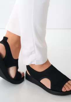 Sandale dama fara toc Negre din Textil Ailana imagine