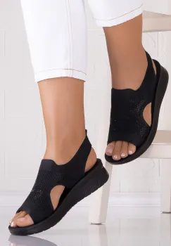 Sandale dama fara toc Negre din Textil DARRIA imagine