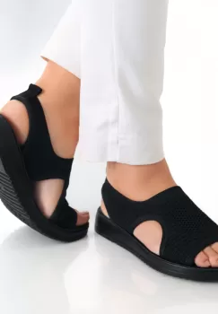 Sandale dama fara toc Negre din Textil Ortena imagine