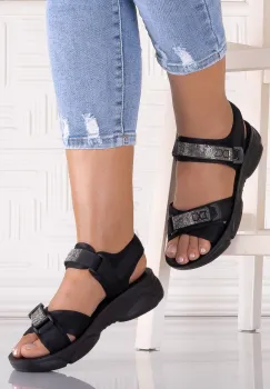 Sandale dama Negre din Piele Ecologica Adaeze imagine