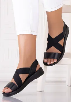 Sandale dama Negre din Piele Ecologica Sontaxo imagine