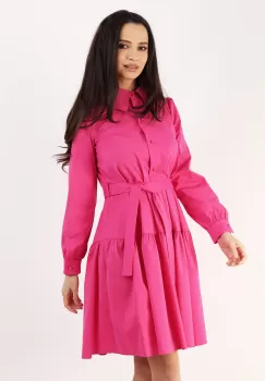 Rochie casual cu guler fucsia 36 imagine