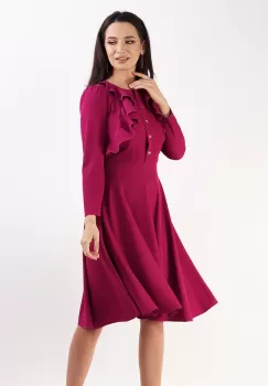 Rochie clos cu volane la bust ciclame 36 imagine