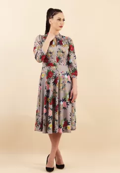 Rochie clos din print floral Gri 36 imagine