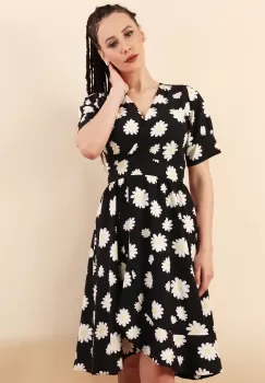 Rochie clos din print floral Negru 36 imagine