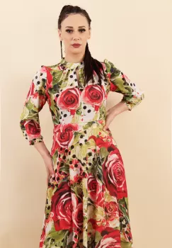Rochie clos din print floral rosu 36 imagine