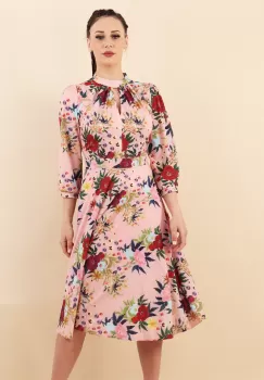 Rochie clos din print floral Roz 36 imagine