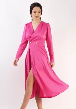 Rochie clos din satin fucsia 36 imagine