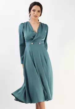 Rochie clos din satin turcoaz 36 imagine