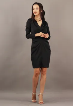 Rochie conica din saten Negru 34 imagine