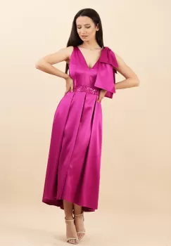 Rochie cu pliuri ciclame 36 imagine