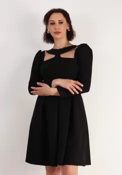 Rochie cu pliuri Negru 36 imagine