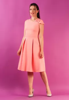 Rochie cu pliuri piersica 36 imagine