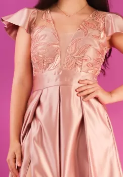 Rochie cu pliuri Roz 36 imagine