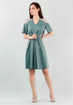 Rochie cu pliuri turcoaz 36 imagine