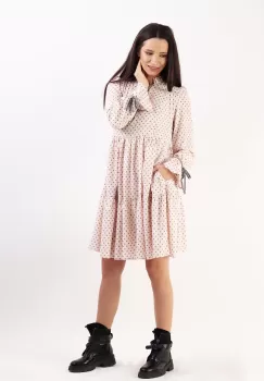 Rochie de zi cu imprimeu buline Bej 36 imagine